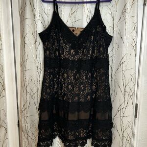 City Chic Black Lace Overlay Dress w/adjustable straps